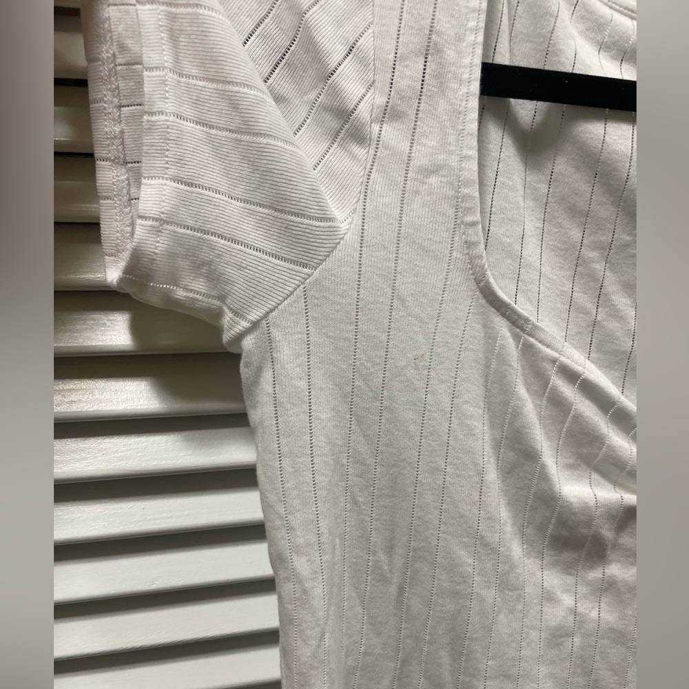Sezane White Short Sleeve Ribbed Scoop Neck Tee - Picture 5 of 13